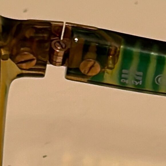 Christian Dior Round Frame Light Tint Sunglasses Olive Green Blue Stripe Bold - Picture 6 of 15